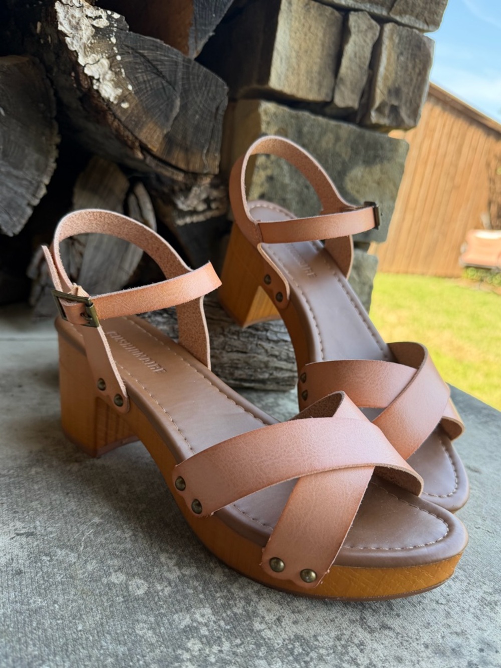 Women's Cushionaire Platform Chunky Block Heel Sandals Sz-8.5. M